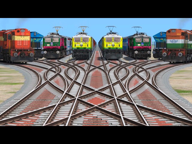 MORE TRAINS CROSSING BY  REALSTIC🫐 BUMPY RAILROAD 3D TRACKS | Passenger train | freight trains
