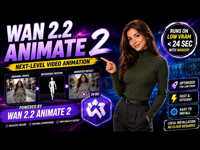 Wan 2 2 Animate 2 : Replace ANY Character in Videos up to 24 Seconds! Low VRAM Local Installation