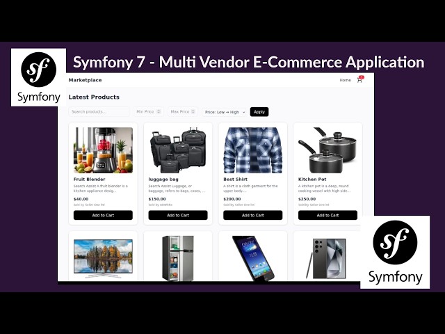 Symfony 7 Multi-Vendor E-Commerce Application | PHP Marketplace Project