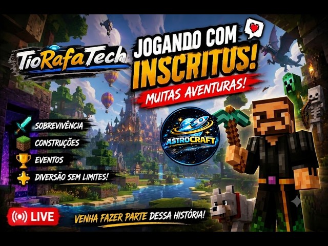 JOGANDO COM INSCRITOS! Aventuras, Sobrevivência e Muito Mais no Minecraft! | Server AstroCraft #15