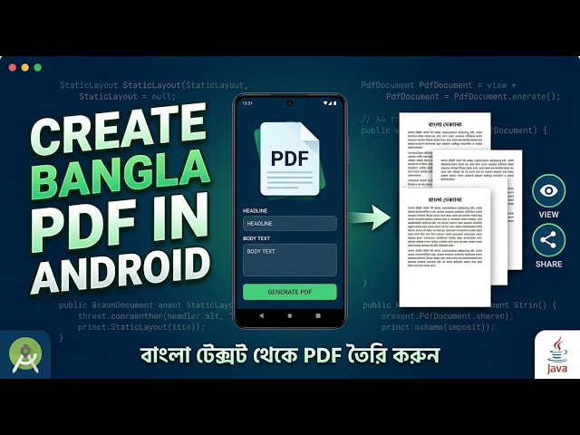 How to Create Bangla Text to PDF in Android Studio | Multi-page PDF Generator Source Code