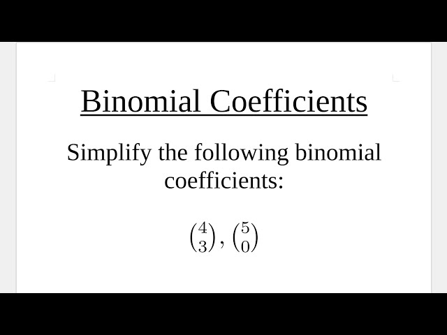 Calculating Binomial Coefficients