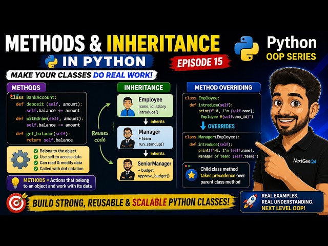 Python Methods & Inheritance Explained | super, Method Overriding & OOP for QA Engineers | Episode15
