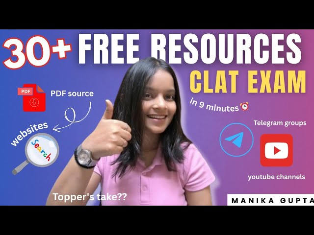 30+ FREE Resources to Crack CLAT you cannot MISS🔥💯📍YouTube playlist, telegram groups, websites, apps