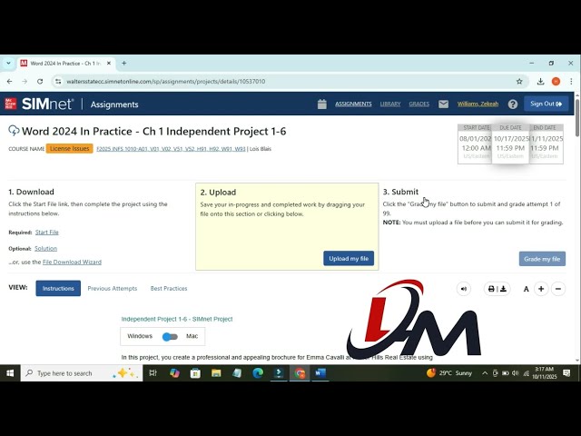 Word 2024 In Practice - Ch 1 Independent Project 1-6 |SIMnet Assignment Guide step by step Help 2021