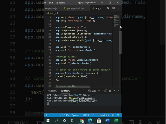 Node Web App in visual studio code