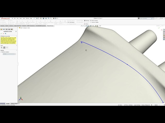 3D Sketching on scan data - Reverse engineering add-in for SOLIDWORKS
