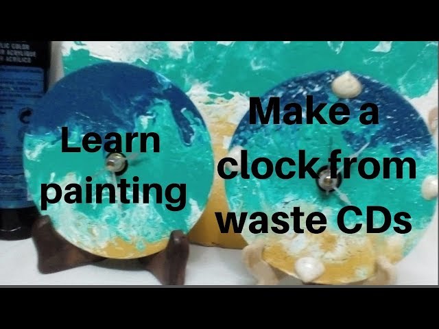 Pour painting tutorials | Waste CD crafts | Acrylic pour for beginners |