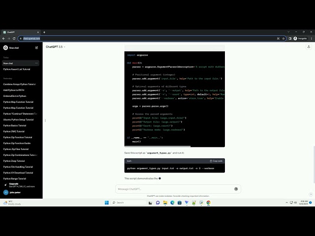 python argparse documentation