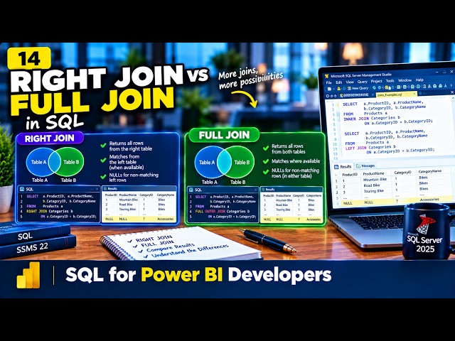 RIGHT JOIN vs FULL JOIN in SQL☑️SSMS 22 ✨SQL Server 2025  💫Video 14/30 #rightjoin #powerbi #sql