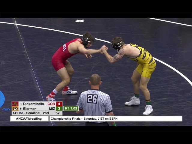 141lbs: Yianni Diakomihalis (Cornell) dec Jaydin Eireman (Missouri)