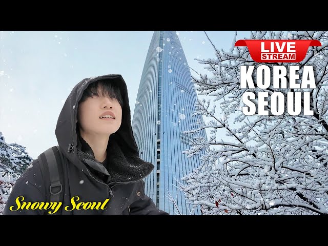 Seoul Winter Snowstorm Walk | Jamsil Lotte World Tower and Street in South Korea | Seoul Travel Live