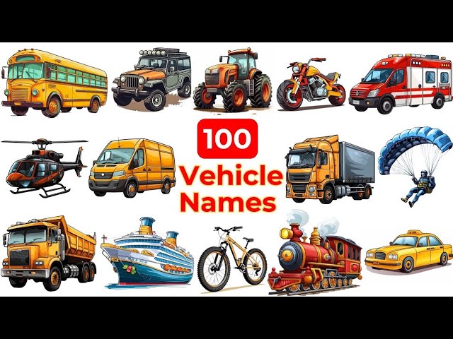 100 Vehicle Names | Learn Vehicle Names in English | Vehicle Vocabulary | Vehicles Name | Vehicles 🚗