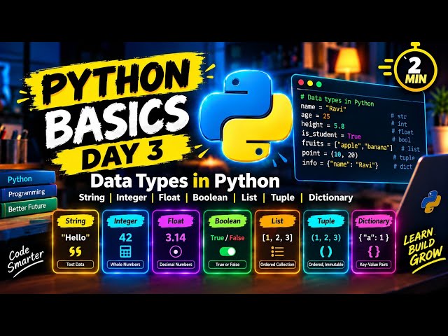🐍 Confused by Data Types in Python? Clear it up in 2 minutes! | Day 3