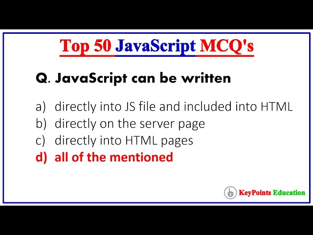 Top 50 JavaScript MCQs | For Exams and Interview