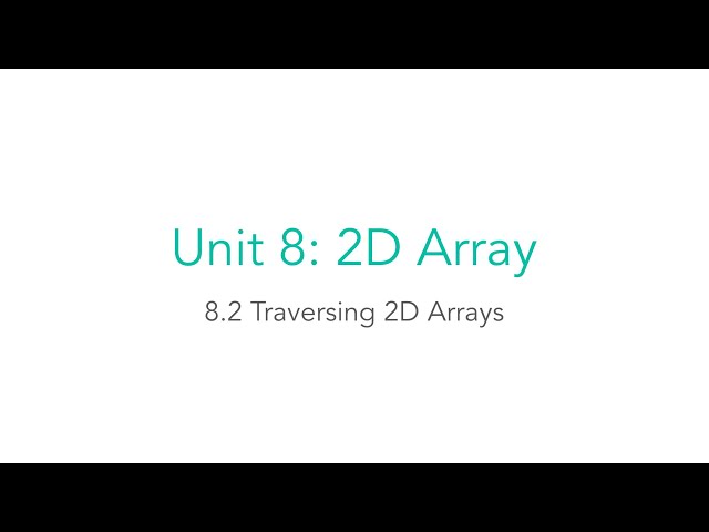 AP CSA 8.2 Traversing 2D Arrays