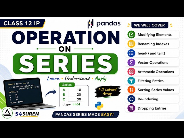 Python Pandas Series Operations in One Shot | Access, Modify, Filter, Sort & More | Class 12 IP-065