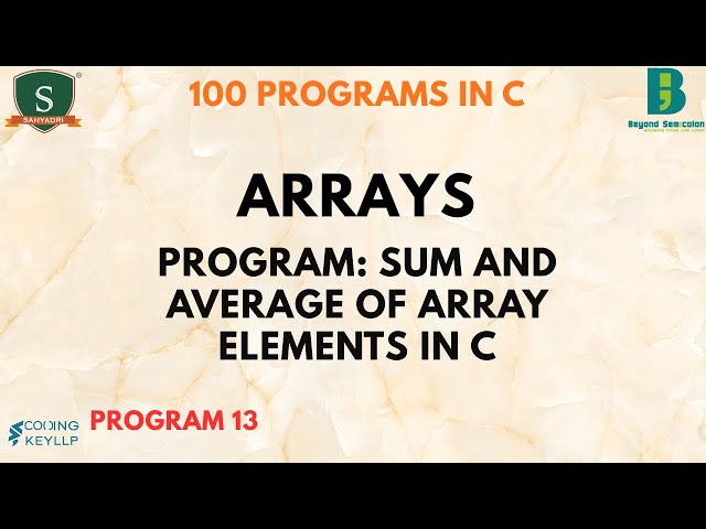 Sum and Average of Array Elements in C | 100 Programs in C | Beyond Semicolon