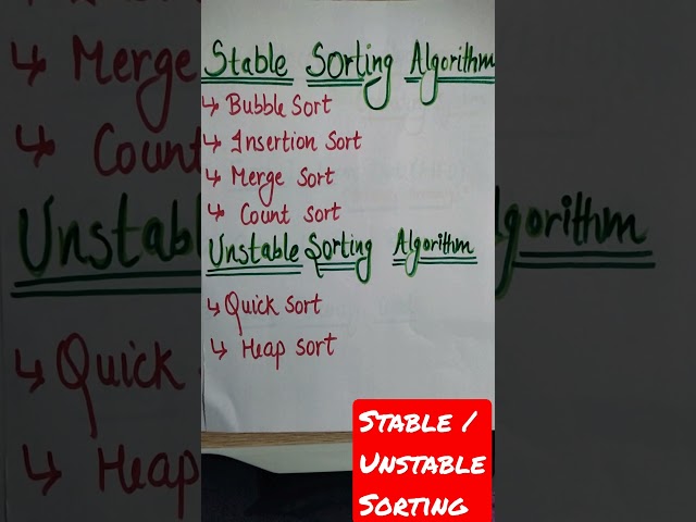 Stable/Unstable Sorting Algorithm#shorts #subscribe