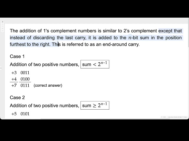 Addition using 1s Complement Representation | Digital Logic