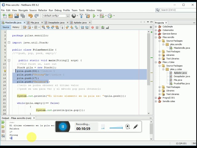 Pilas y Colas en Netbeans JAVA
