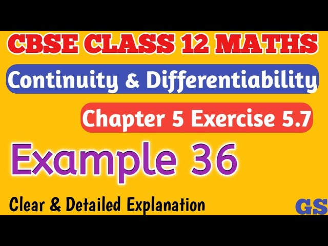 Chapter 5 - Example 36 - Continuity & Differentiability - CBSE Class 12th Maths in Tamil #gsfamily