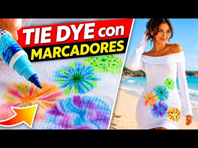 ¡Transformé un Vestido Blanco con Marcadores y Alcohol! 🎨✨ | Tie-Dye DIY