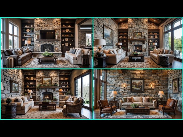 Living Room Stone Wall Design | Dramatic Accent Walls & Luxurious Natural Textures