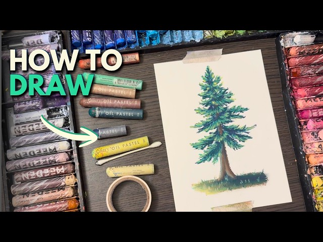 Learning how to draw a tree with oil pastels (Beginner tutorial)