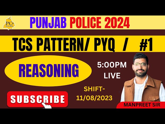 REASONING | PUNJAB POLICE | SHIFT WISE | BY MANPREET SIR