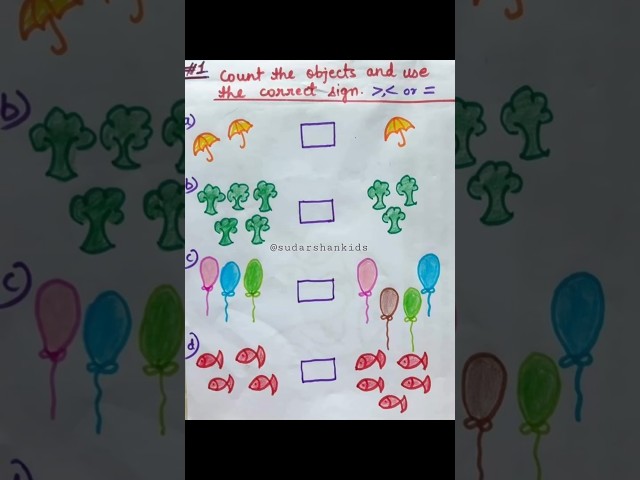 Easy DIY worksheets on Number Comparison             #sudarshankids #ytshorts #maths#worksheets