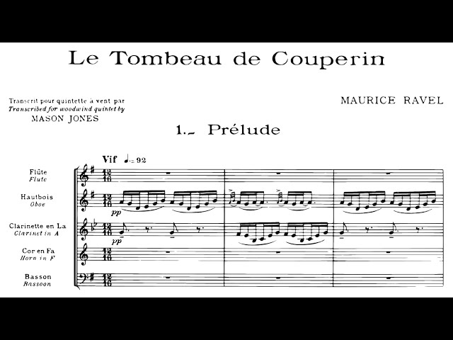 [Score] Ravel - Le Tombeau de Couperin (arr. for wind quintet by Mason Jones)