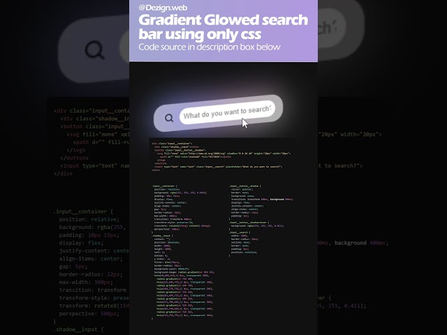 Gradient Glowed #uidesign  search bar using only #css #shorts