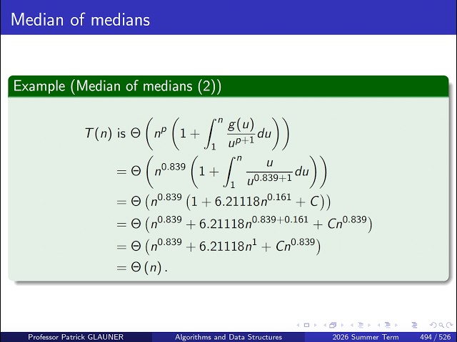 Selected Algorithms and Data Structures: median of medians