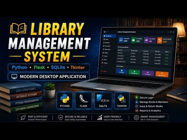 Library Management System Project in Python | Flask + SQLite + Tkinter | Full Source Code #viral
