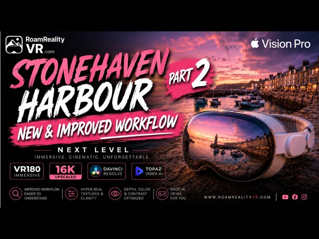🍿16k VR180 Stonehaven Part 2 Scotland Apple Vision Pro Roam Reality VR 🎬new 800Mbs