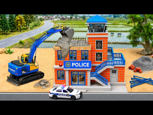 DIY Mini Tractor Builds a 3-Story Police Station with a Modern Security System