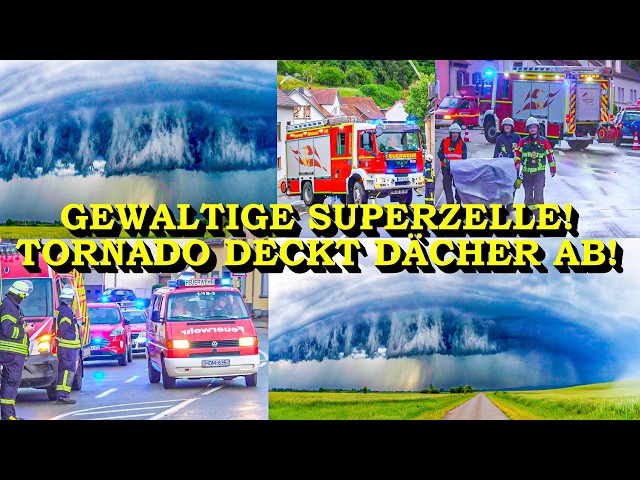 +++ SCHWERES UNWETTER | SUPERZELLE + HEFTIGE SHELF-CLOUD +++ TORNADO DECKT DÄCHER AB | FEUERWEHR