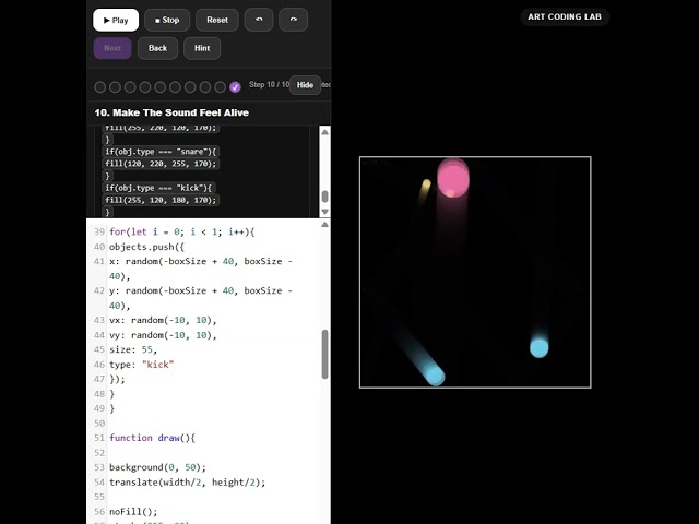Drums. Learn creative coding with Art Coding Lab
