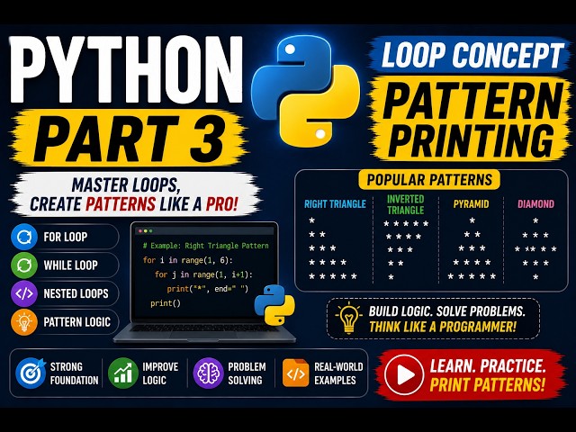 Master Python Loops | Part 3 | Pattern Printing with Practical Examples