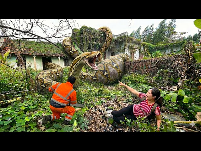 Terrifying Moment: GIANT Python Attacked Woman In Abandoned House Overgrown With Vegetation.