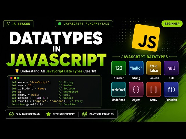 Data Types in JavaScript Explained 🔥 | Primitive vs Non-Primitive Data Types | JS Tutorial
