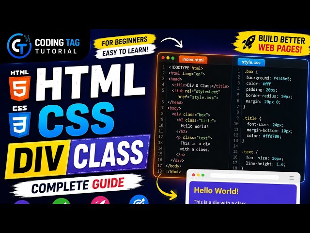 HTML CSS Div Class Tutorial | Learn Div & Class for Beginners
