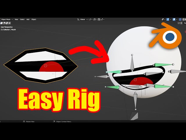 Make a 2D Mouth Rig with Procedural Material - Based on Citrine's 2D Face Tutorial - Blender 3.3