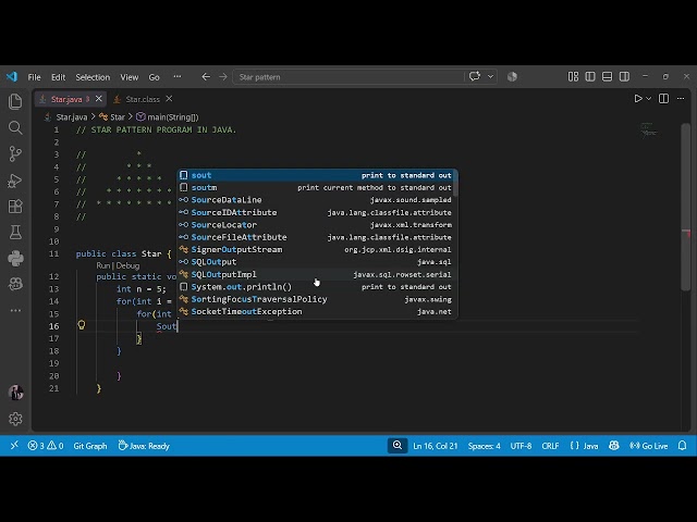 Java Star Pattern Program ⭐ | Beginner Java Coding