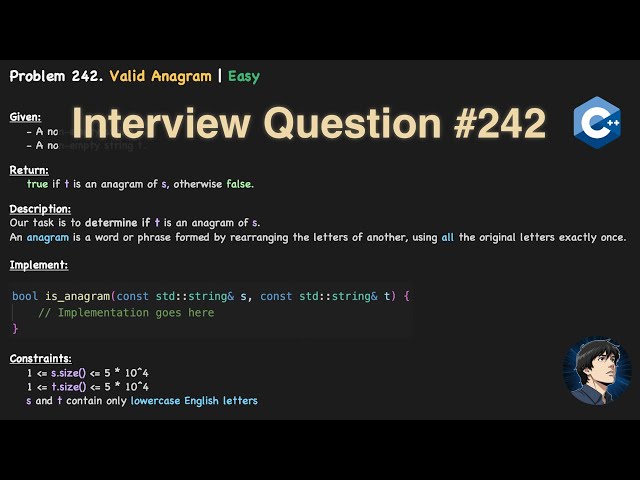LeetCode #242 Valid Anagram — Step-by-Step C++ Solution