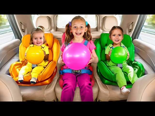 Los niños y la familia van en coche - Historias divertidas para niños
