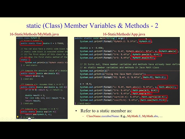 Static Member Variables & Static Methods