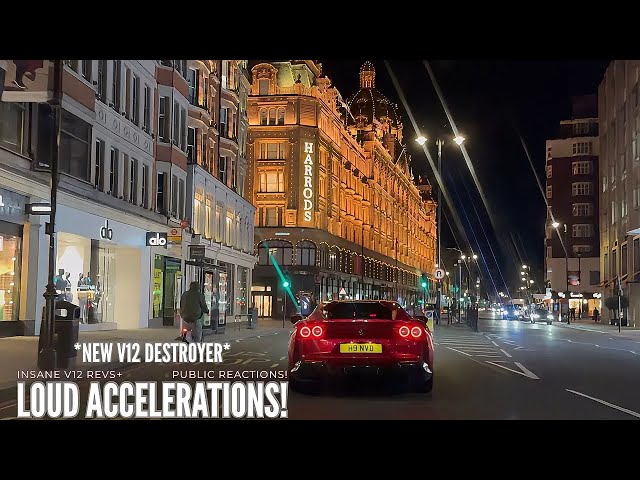 *CUSTOM LOUD* Ferrari 812 Superfast DESTROYS London! *Loud Accelerations, Revs & Reactions!*