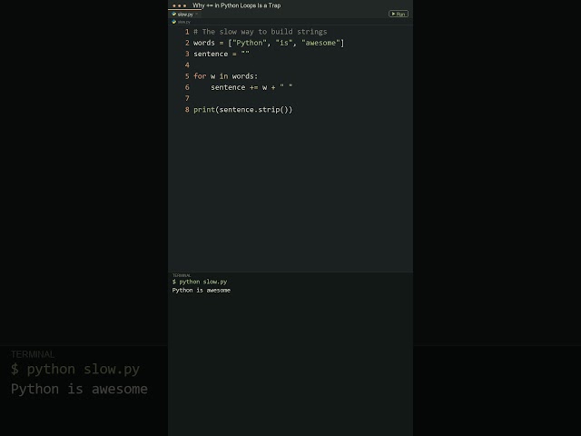 Stop Building Strings with += in Python Loops! 🛑 #python #programming #coding #developer